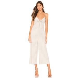 Majorelle Sophie Pinstripe Bow Front Cropped Wide Leg Jumpsuit Linen Blend XS